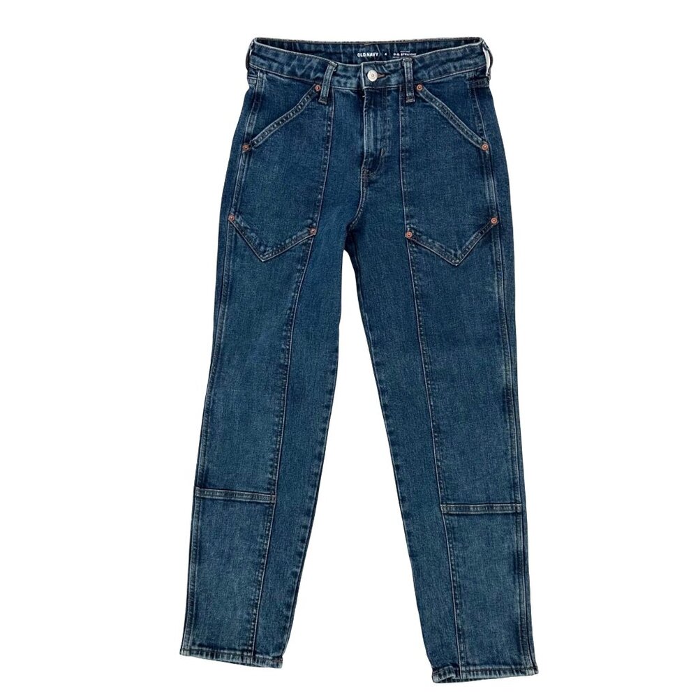 Old Navy Womens Blue O.G. Straight High-Rise Jeans Secret-Smooth Pockets Size 4